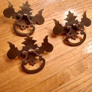 3 Vintage Metal Drawer Dresser Pulls